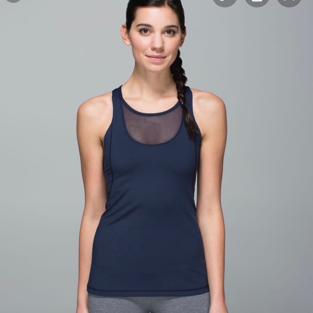 Lululemon mesh with me  navy tank sz 6